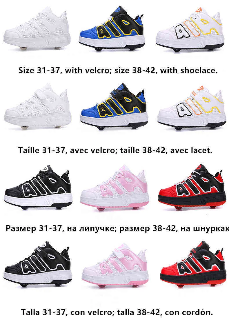 Chaussures de sport à roulettes avec deux roues pour enfants garçons filles mode tennis enfants garçon fille patinage roue sneaker_voghion.com