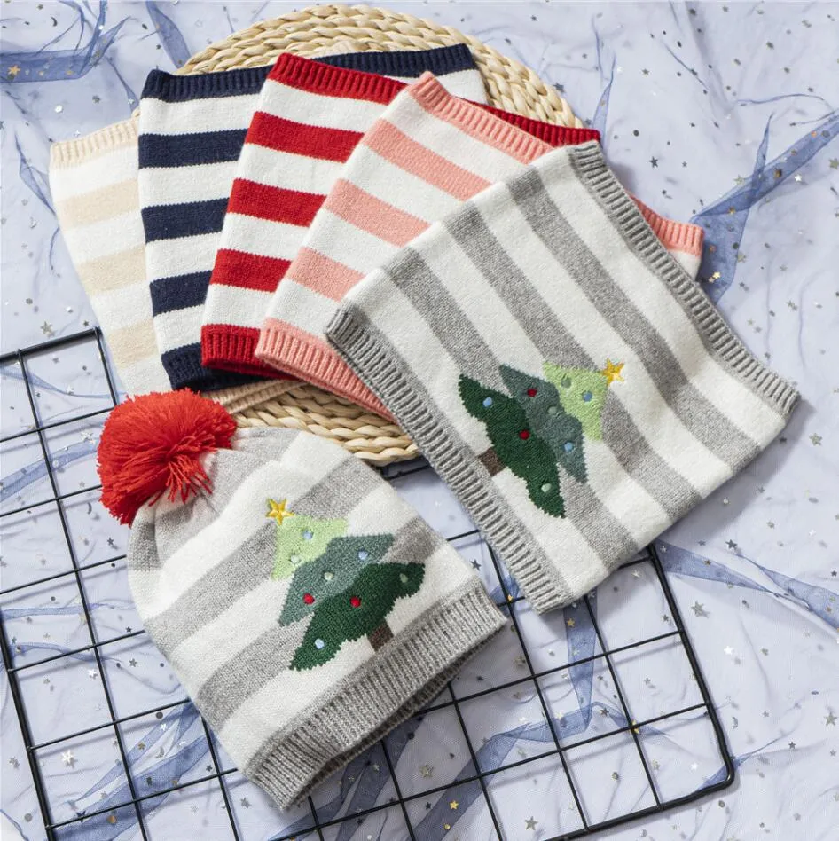 Presente de Natal Quente Gorro Chapéu Conjunto de Duas Peças Bebê Menino e Menina Crianças Quentes Malha Chapéu de Inverno Cachecol de Pescoço para 1-5 Anos_voghion.com