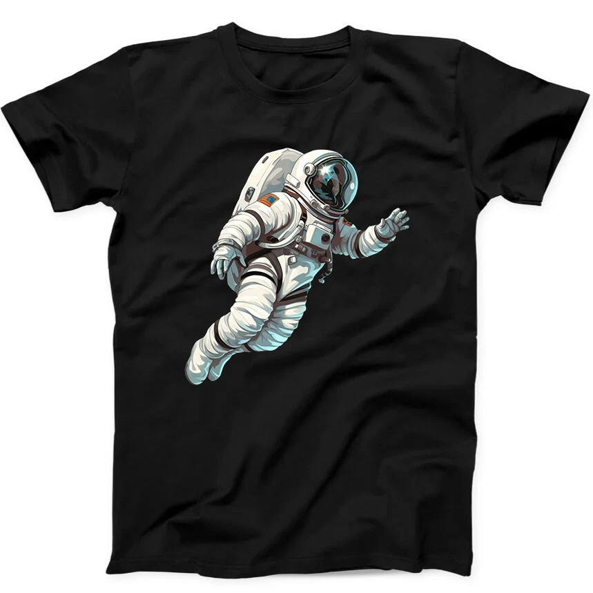 Floating Astronaut T-shirt Funny Space Graphic Tee For Adults_voghion.com