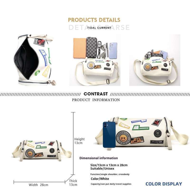 Petit sac à bandoulière personnalisé, jeune et tendance, petit sac à dos pour homme, sac à bandoulière cylindrique de niche pour homme_voghion.com