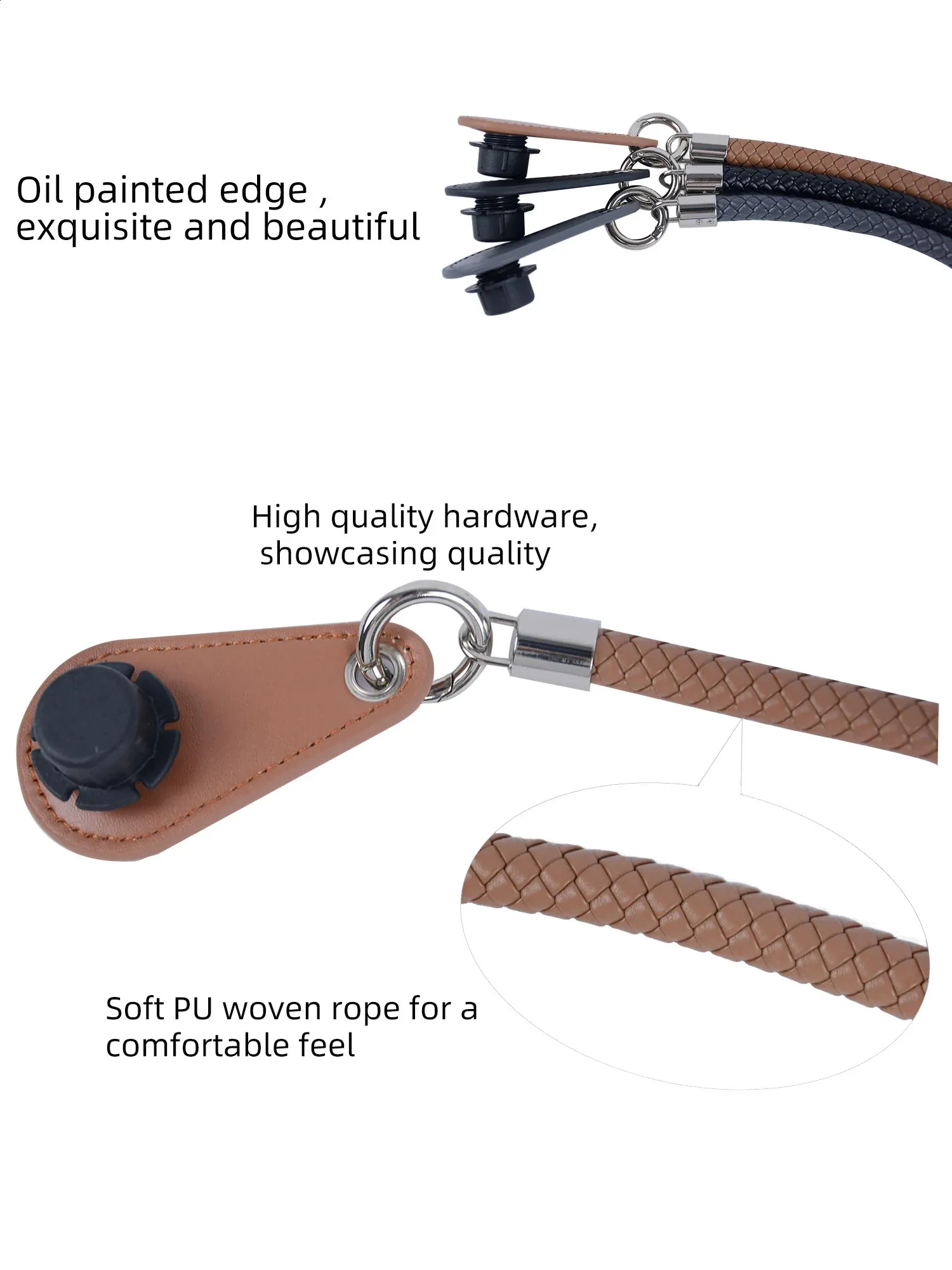 Obag PU Tejido trenzado de cuero Cuerda Asas Correa Cinturón para accesorios Bolso de mano Bolso de mujer Accesorios 240821_voghion.com