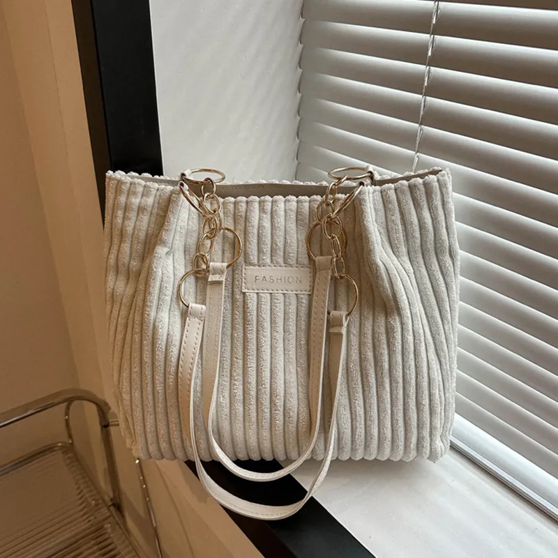 Borse a tracolla in velluto a coste per donna, 2023, nuove borse alla moda coreane, grandi, in tessuto di cotone, da donna, tote shopper_voghion.com