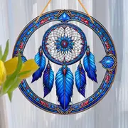 Dreamweaver Sonnefänger - 8" gefiedert Acrylkonscht. Bohemesch Dekor fir Schlofkummeren oder Veranda, mystesch, vun Dram inspiréiert Kaddo._voghion.com