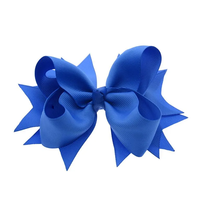 5 Inch Large Boutique 12 Bulk Colorful Solid Ribbon Grosgrain Bow With Clips For Kids Girls Hair Accessories_voghion.com