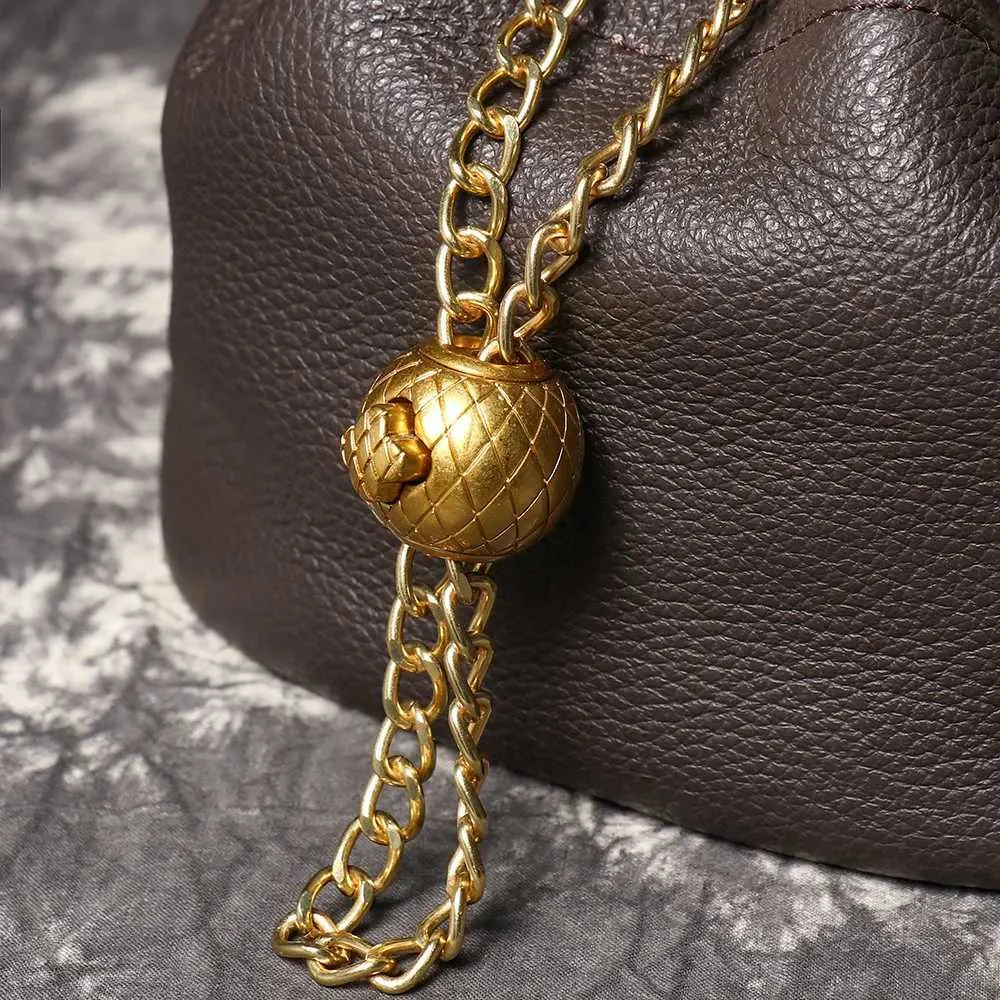 LUOKIR Nuovo Metallo Drstring Versatile Borsa da Donna Vera Pelle Catena Tracolla Vintage Secchiello Borsa Cellulare_voghion.com