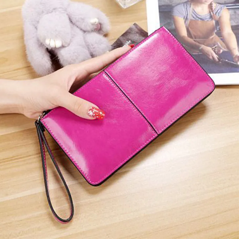 Yogodlns Fashion Solid Color Wallet Female PU Leather Handbag Long Zipper Clutch Card Holder Coin Purse Multi-layer_voghion.com