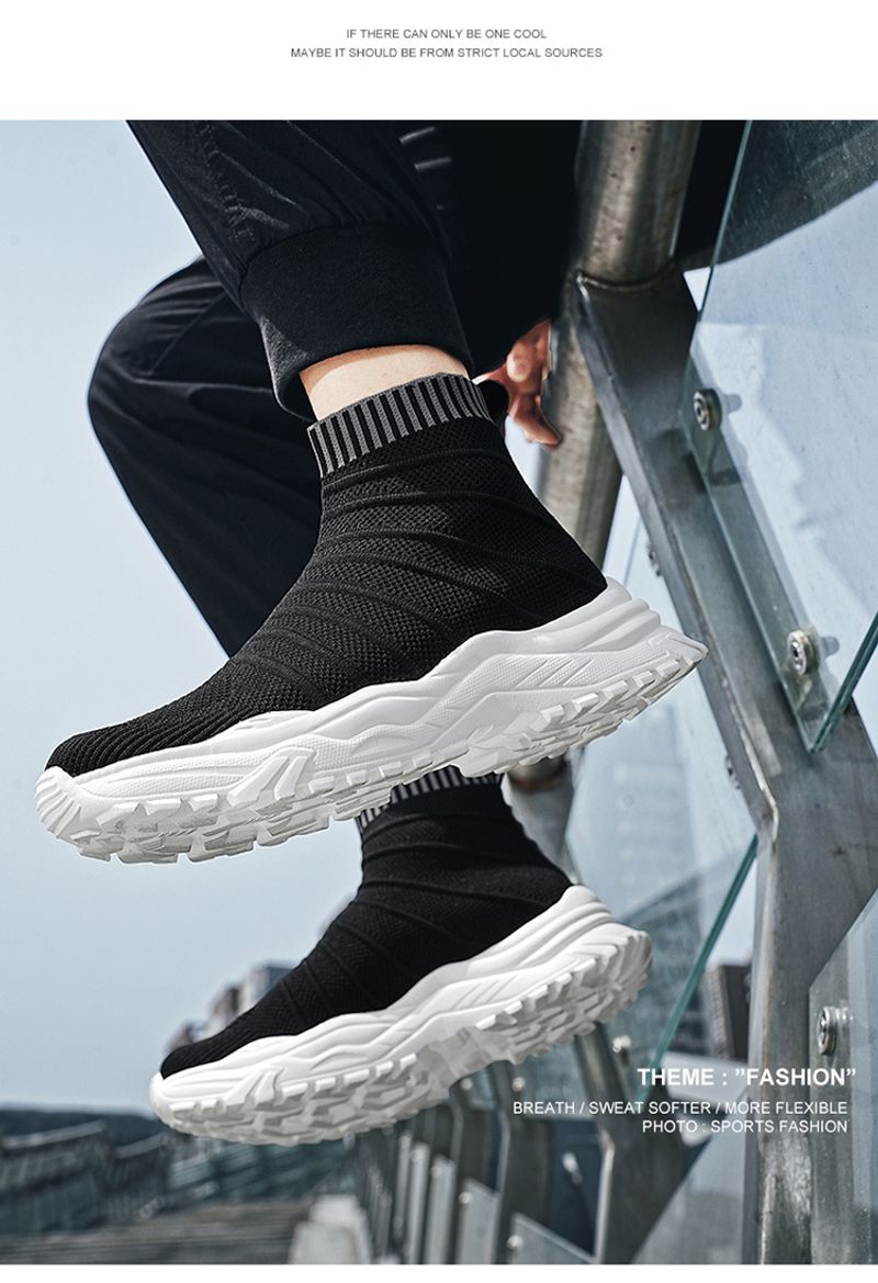 Jauni augstas klases vīriešu sporta brīvā laika pavadīšanas apavi, elpojoši skriešanas apavi no auduma, lielizmēra zeķes un apavi pāriem_voghion.com