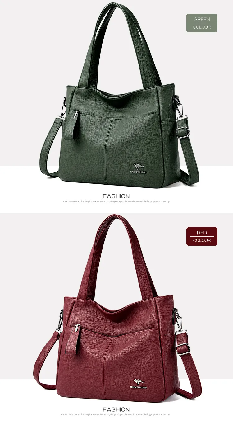 Hochwertige weiche Leder-Schulter-Umhängetaschen für Frauen mit großer Kapazität Tasche Marke Designer Casual Handtasche Sac A Main_voghion.com