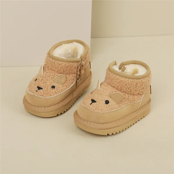 2023 Nieuwe Winter Baby Sneeuw Leer Schattig Schapenpatroon Jongensschoenen Warm Pluche Zachte Zool Mode Peuter Meisjes Laarzen 15-25_voghion.com