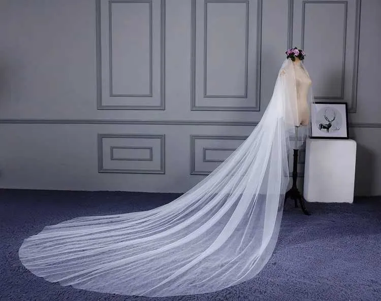 Hair Jewelry Velo De Novia Ivory Two-layer Bridal Acceorie Wedding Veil Long Cathedral Veil with Comb Vive Le_voghion.com
