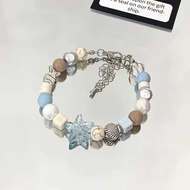 Charm Bracelet Adjustable Ocean Starfish Beaded Trendy Jewellery_voghion.com
