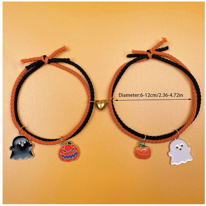Heißer Verkauf Neue Halloween Armband Cartoon Kürbis Geist Mit Liebe Herz Magnetische Paar Set Hand Seil_voghion.com