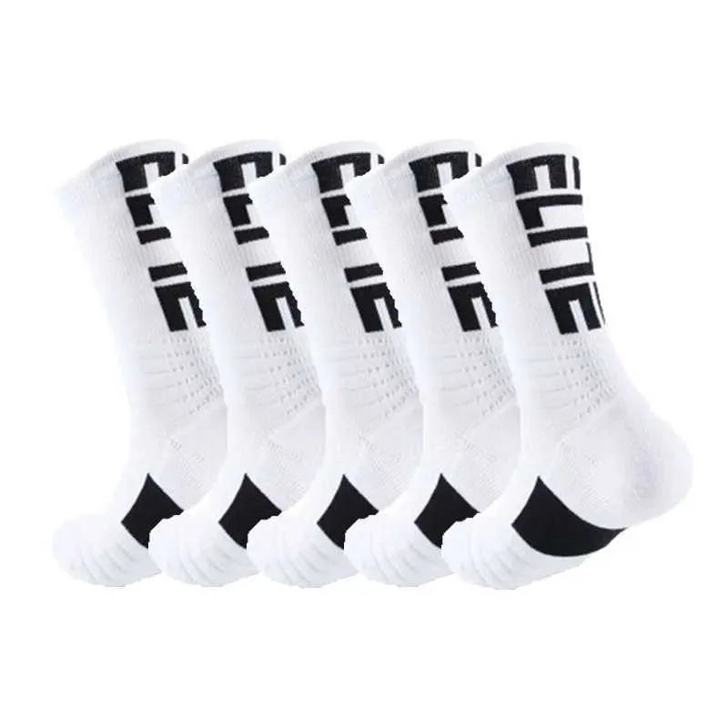 Men's 5Pairs Professional Cotton Basketball Elite Thick Sports Compression Durable Skateboard Towel Bottom Socks_voghion.com