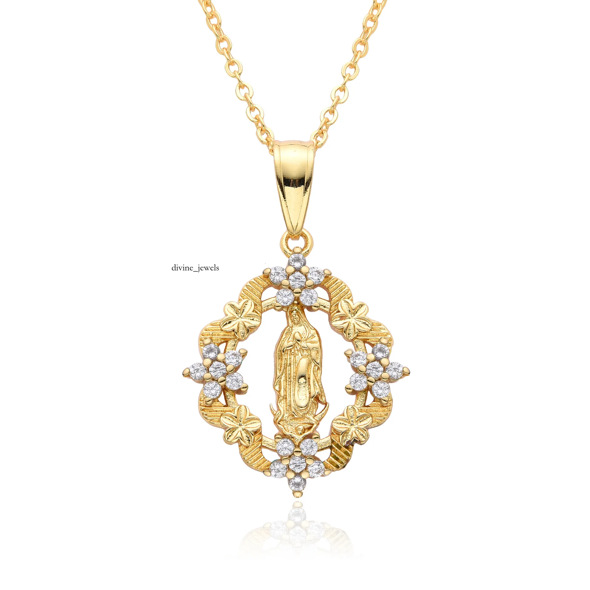 Necklace Designer Jewelry Woman Cross Border Hot Selling Europe And America, Belief In The Virgin Mary Flower Necklace,_voghion.com