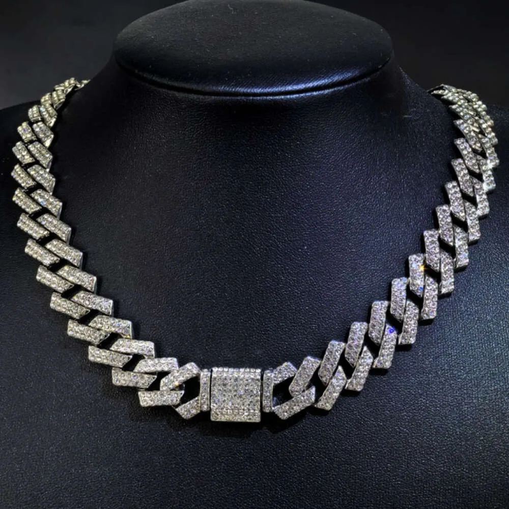 Collana Hip Hop con catena a maglie cubane baguette sciolte, ipoallergeniche, in oro e moissanite, da 15 mm, per uomo_voghion.com