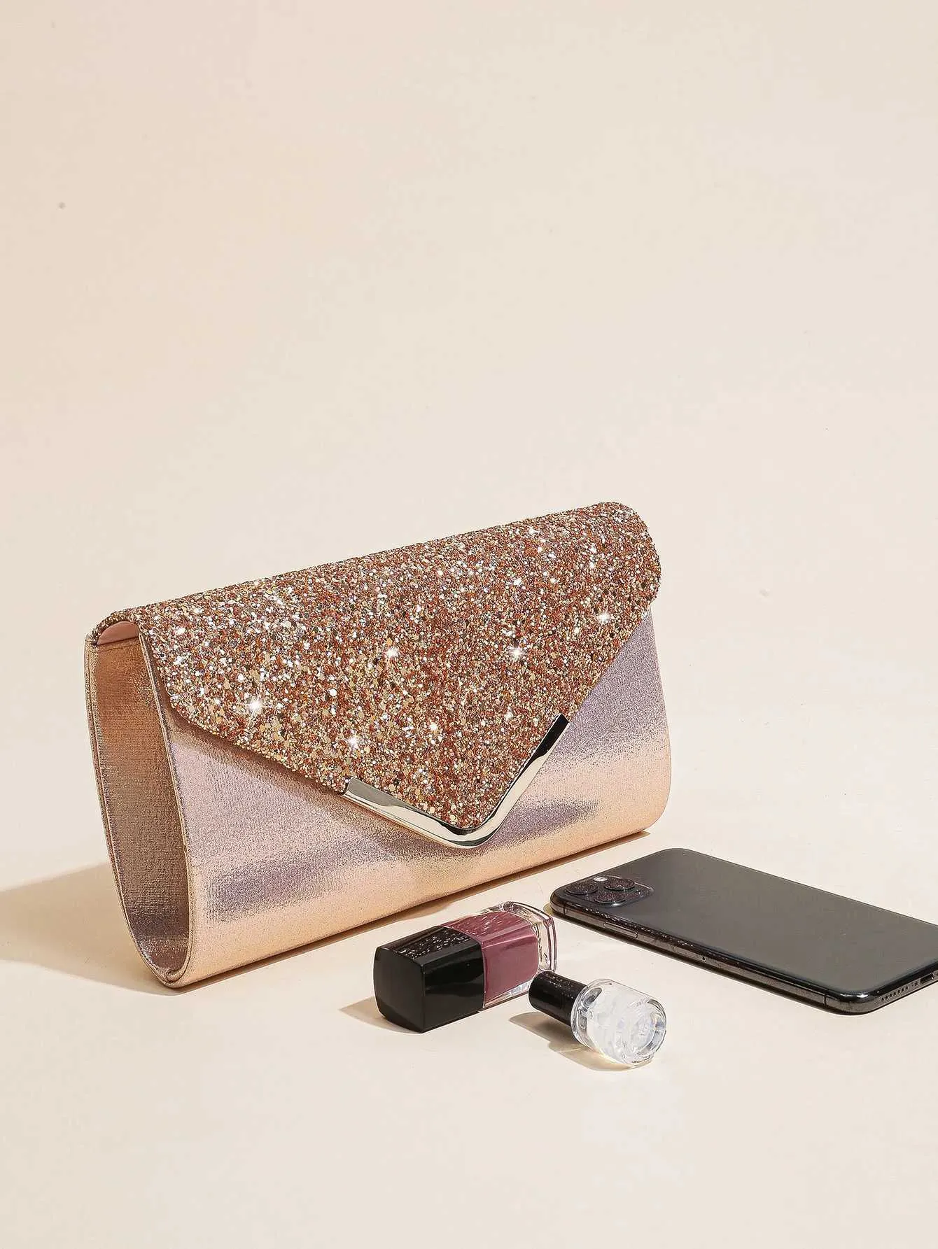 Womens evening envelope handbag promotion sequin clutch wallet shoulder chain cross body bag Y241019_voghion.com
