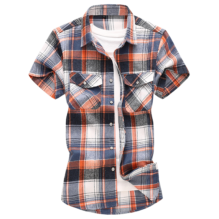 Camicia da uomo estiva a maniche corte a quadri a righe, casual, in cotone, bianca, rossa, verde, grigia, blu_voghion.com