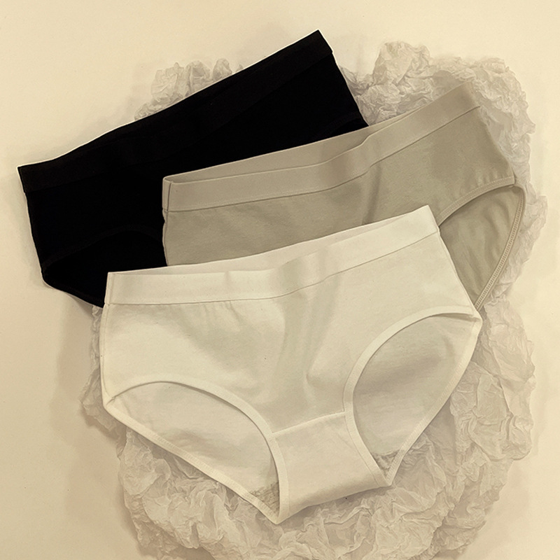 Sous-vêtements pour femmes, couleur unie, pur coton, taille moyenne, simple, sans couture, respirant, pour étudiantes, grande taille, slim, rehausseur de hanches