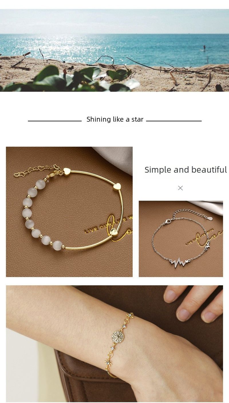 Braccialetto di coppia in acciaio al titanio, stile Instagram femminile, di nicchia, di alta qualità, di perle, gioielli per le mani_voghion.com