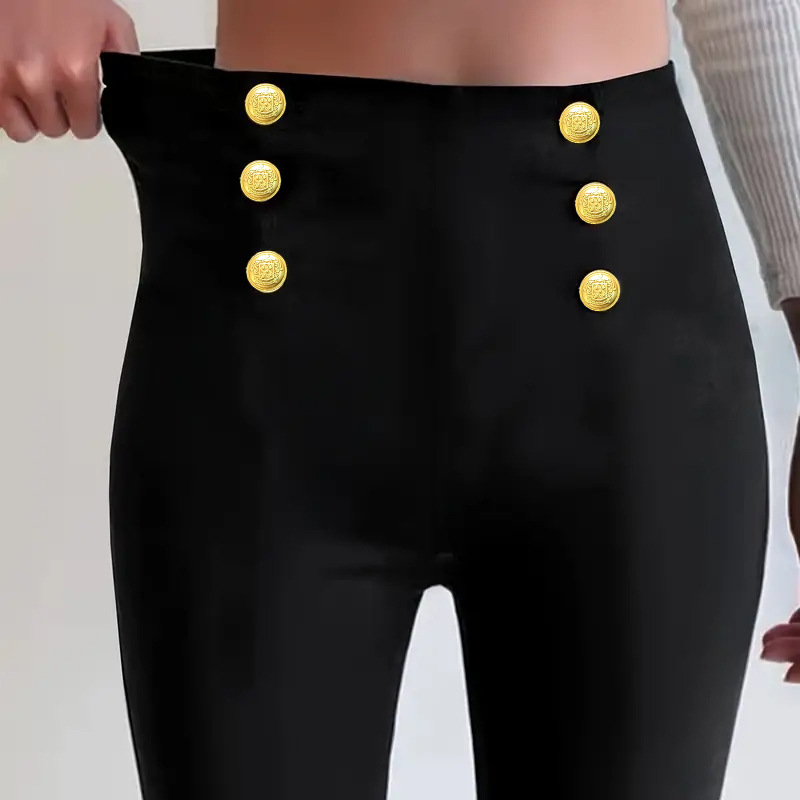 women's clothing new  fashion trousers women's  high waist tight double-breasted trousers