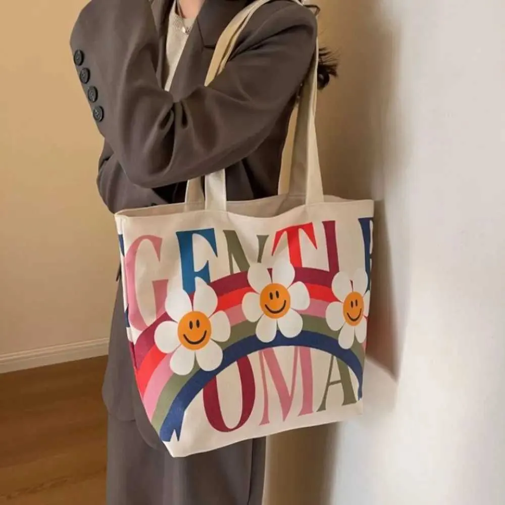 Sunflower Pattern Canvas Tote Shoulder Bag For Women Casual Style_voghion.com