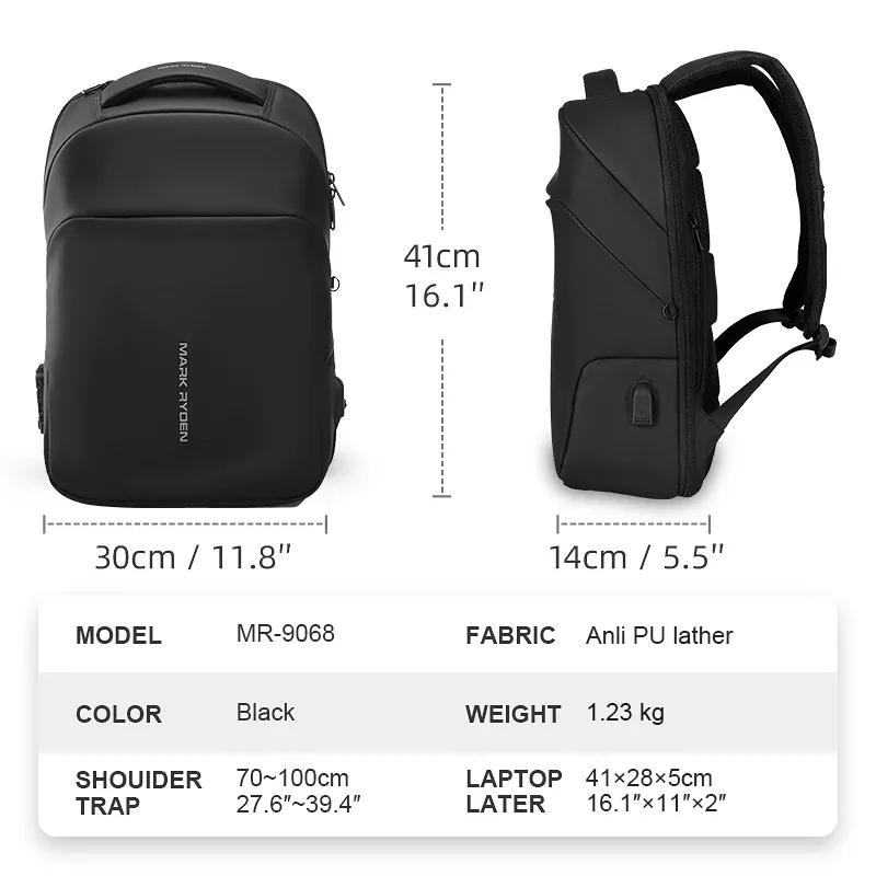 Mark Ryden 40 * 30 * 14 Anti-Diebstahl TSA-Schloss Herren Rucksack Wasserdichter Regenmantel 15,6 Zoll Laptop Schule Mode Mann Reisetasche_voghion.com