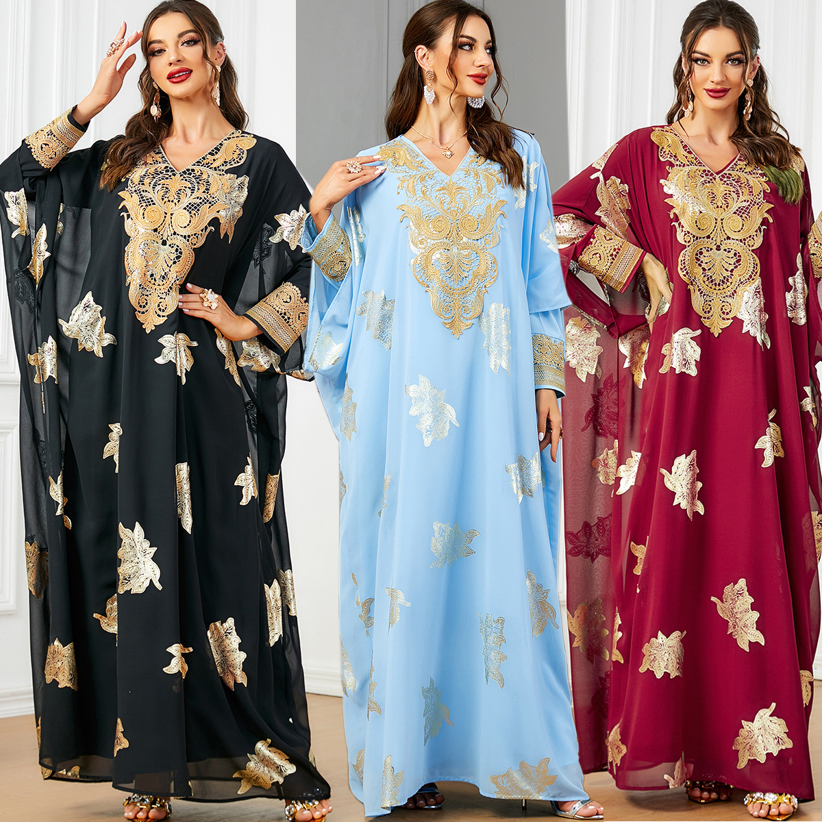 Vêtements pour femmes nouvelle robe musulmane estampage à chaud robe ample deux pièces pour femmes arabes