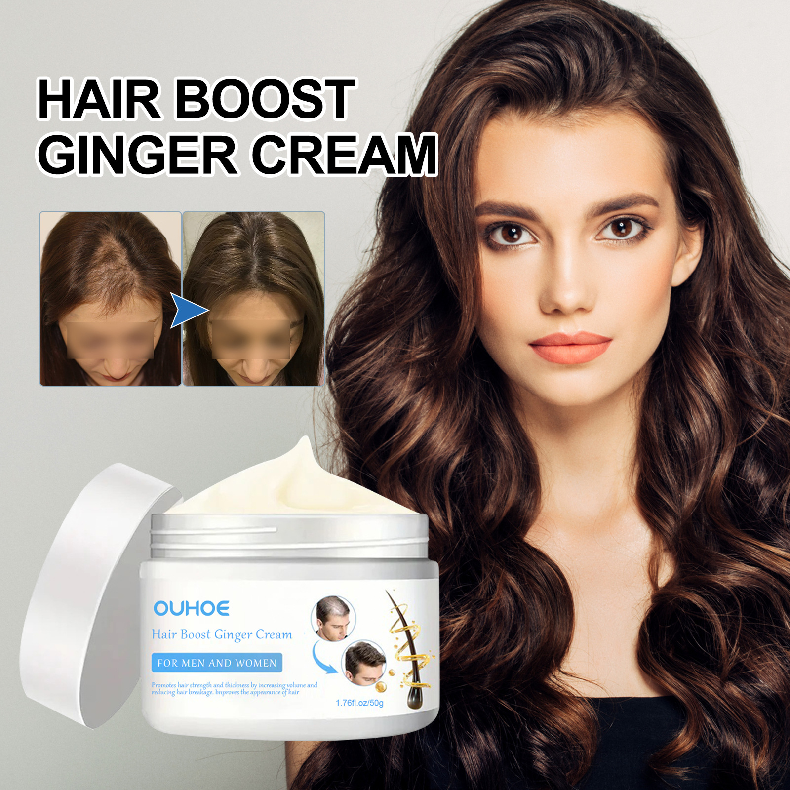 OUHOE – crème de soin raffermissante pour Massage du cuir chevelu au gingembre, racines nourrissantes, cheveux épais, doux et forts