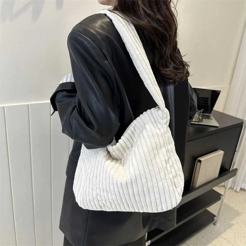 Borsa da designer Design semplice Borsa a tracolla in velluto a coste tinta unita Portafoglio e borsa a mano casual da donna_voghion.com