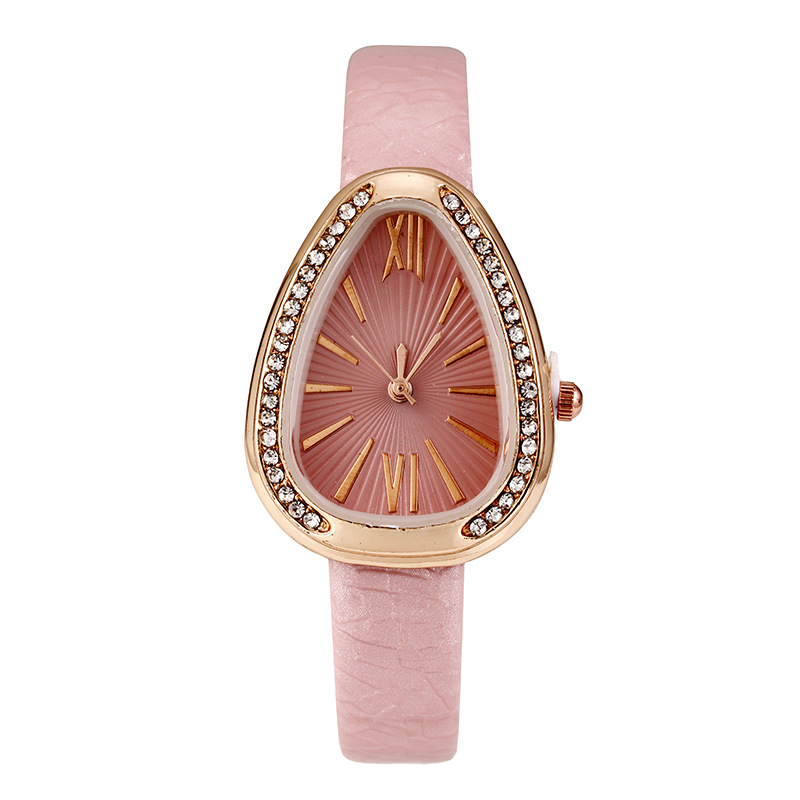 Serpentine Quartz Women's Watch With Diamond Details And Leather_voghion.com