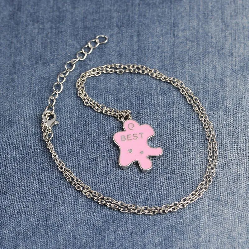 Modny wisiorek dla najlepszych przyjaciółek, geometryczne puzzle dla kobiet, łańcuszek Sier Link, biżuteria przyjaźni Bff, naszyjnik choker, prezenty_voghion.com