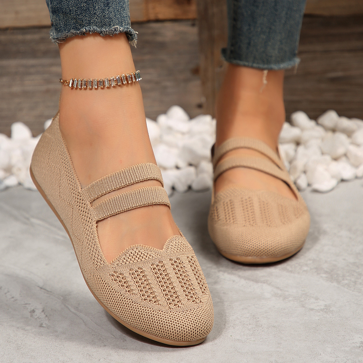 Women's new shallow mouth round head set feet lazy loafers_voghion.com