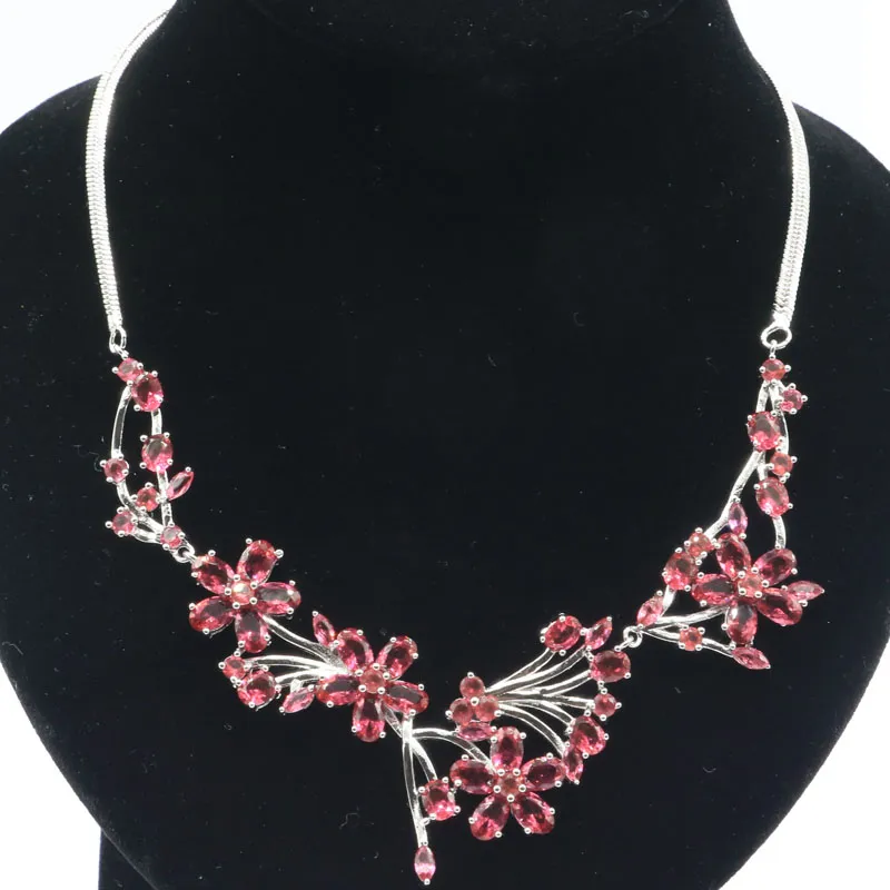 Lanțuri 24g COLIER DIN ARGINT SOLID Model floral multicolor Rodolit Granat Acvamarin Spinel Citrin Peridot_voghion.com