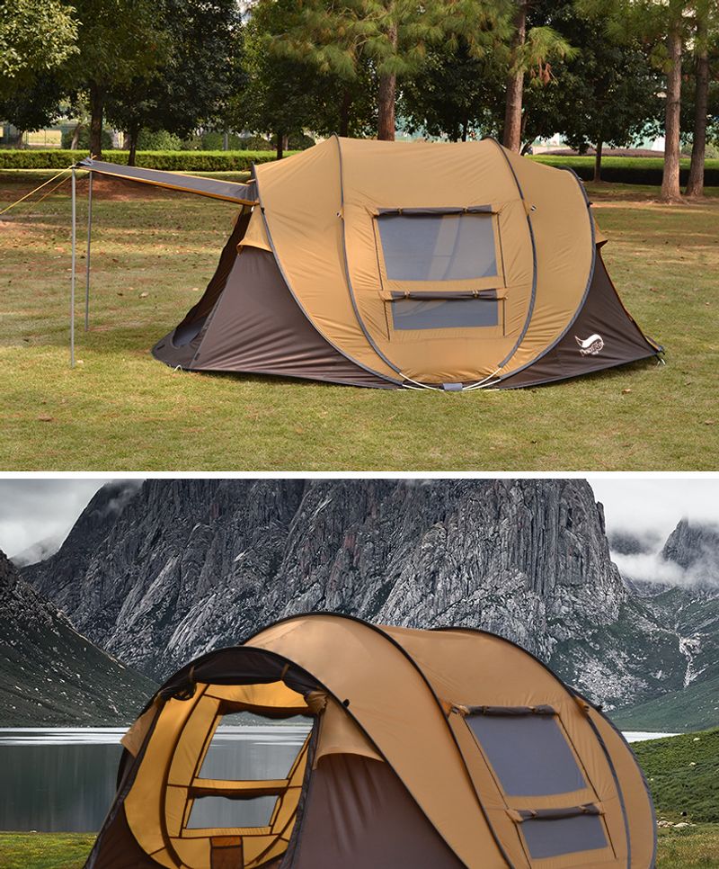 Outdoor automatic 3-4 people quick open free boat multi-person camping park tent rain protection_voghion.com