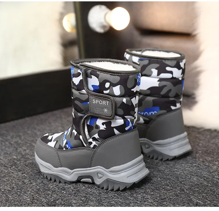 Winter Kids Plush Waterproof Fabric Non-Slip Girls Boys Rubber Sole Toddler Snow Fashion Warm Cutefeet Children Outdoor_voghion.com