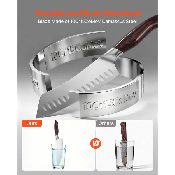 Set di coltelli da cucina, 5 pezzi in acciaio inossidabile ad alto tenore di carbonio, affilati, resistenti e antiruggine, professionali._voghion.com