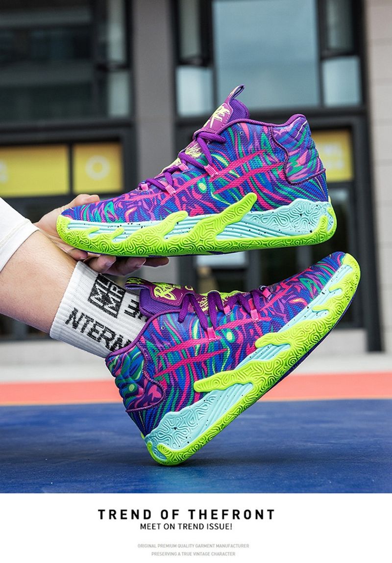 Paarse heren dames indoor en outdoor lage schokabsorberende antislip stevige basketbalschoenen_voghion.com