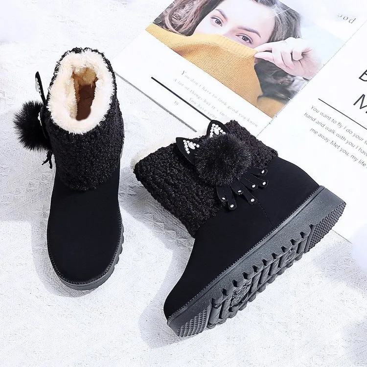 Botas de neve femininas botas curtas forradas de inverno_voghion.com