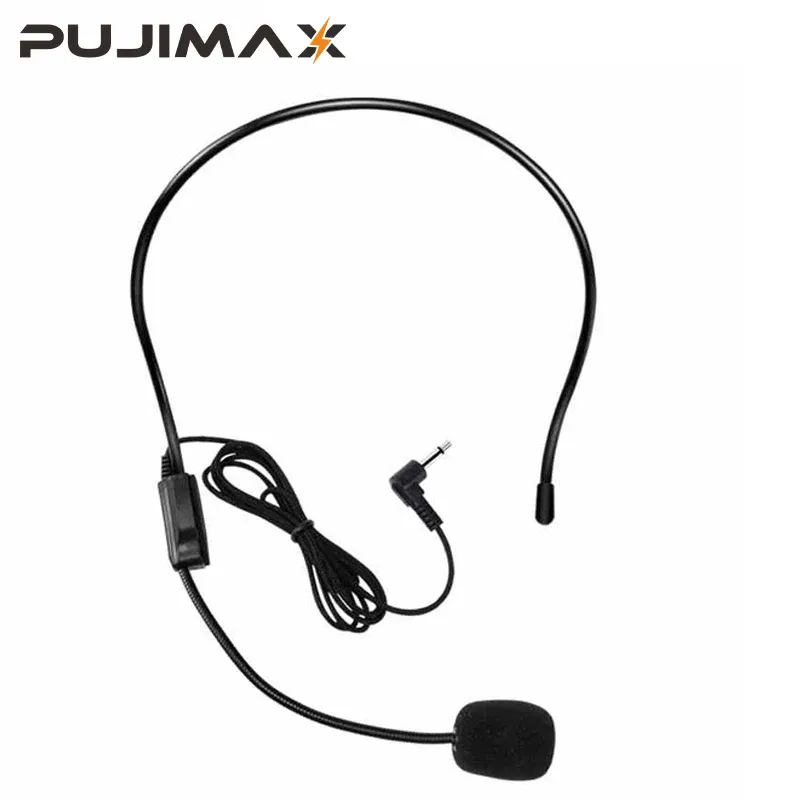 PUJIMAX 3.5mm Head-mounted Wired Loudspeaker Lavalier Microphone Handsfree Teacher Microphone For Teaching Tour Guide_voghion.com