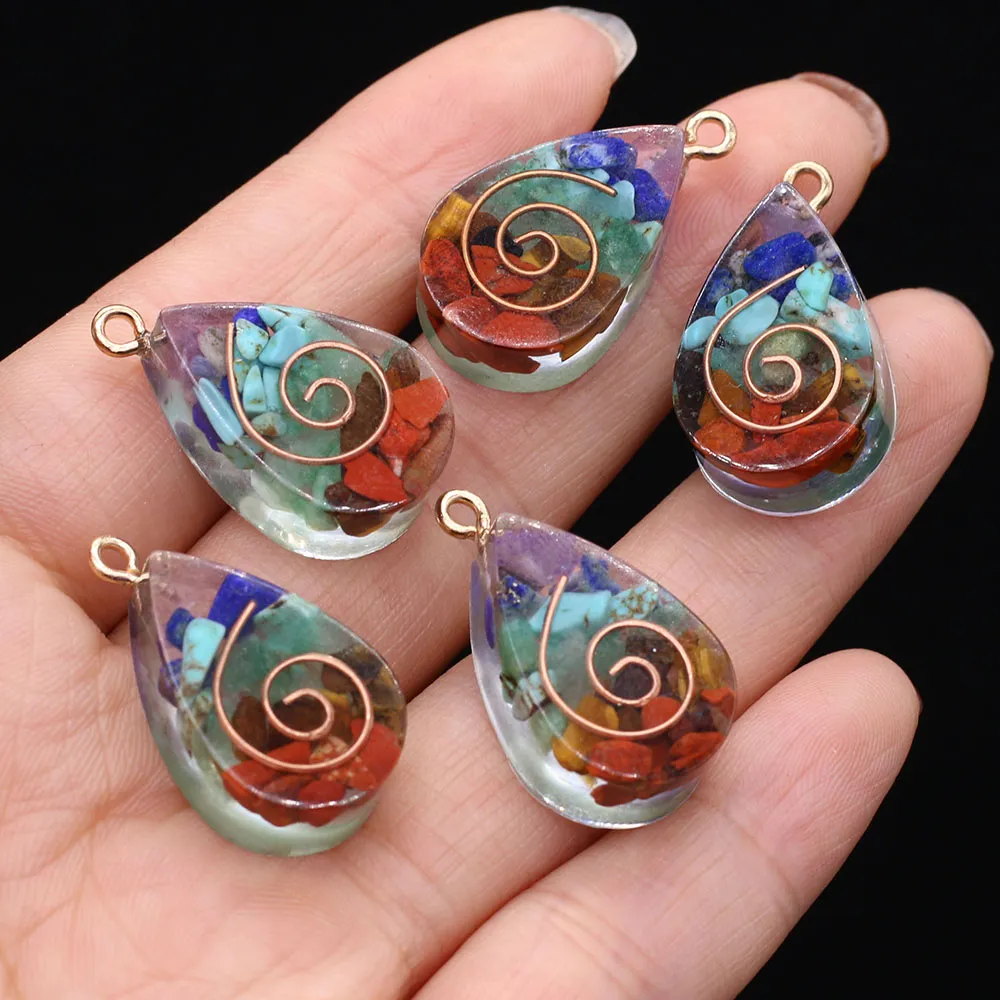 Hartvormige hars edelsteen bedel 7 chakra sieraden onderdeel_voghion.com