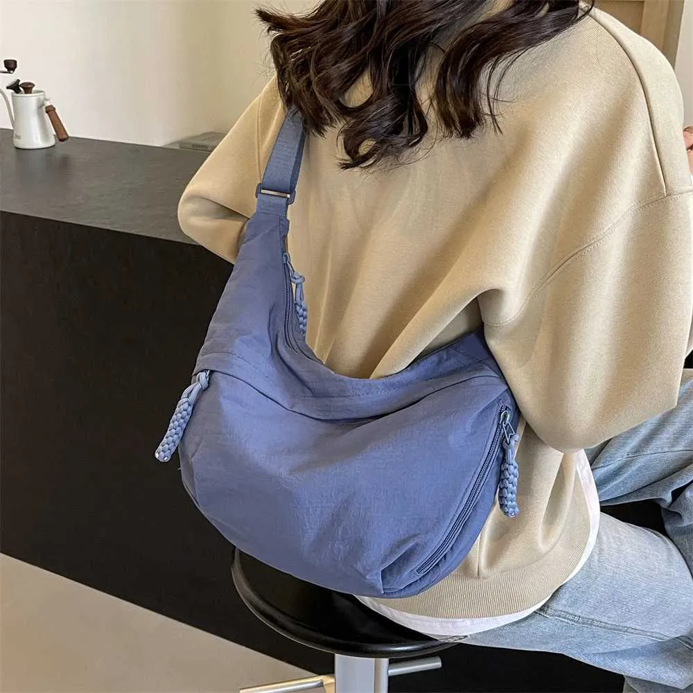 Borsa a tracolla casual da donna in tessuto di nylon, multi tasche, grande capacità, borsa a tracolla, hobo, 2024, estate, ultima moda_voghion.com