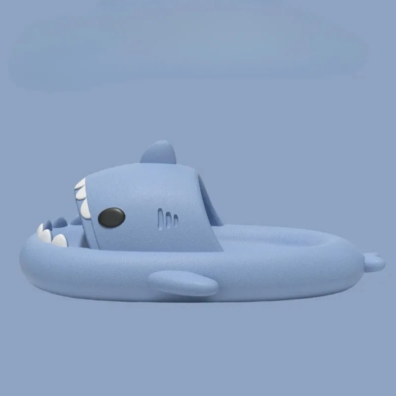 2024 Men Shark Slippers Boy Bathroom Non-Slip Flat Sandals Adults Outdoor Soft Thick Slides Kids Cute Solid Color EVA_voghion.com