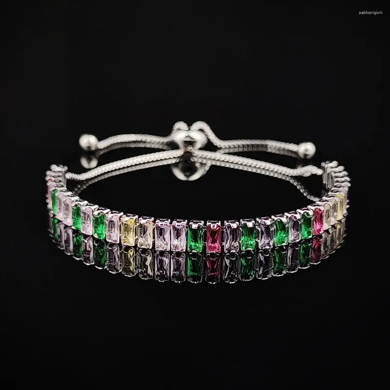 Strand 2024 Arrival Colorful 4mm Rose Gold Sier Color Tennis Bracelet Adjustable For Women Party Gift Jewelry Wholesale_ipsvogv.com