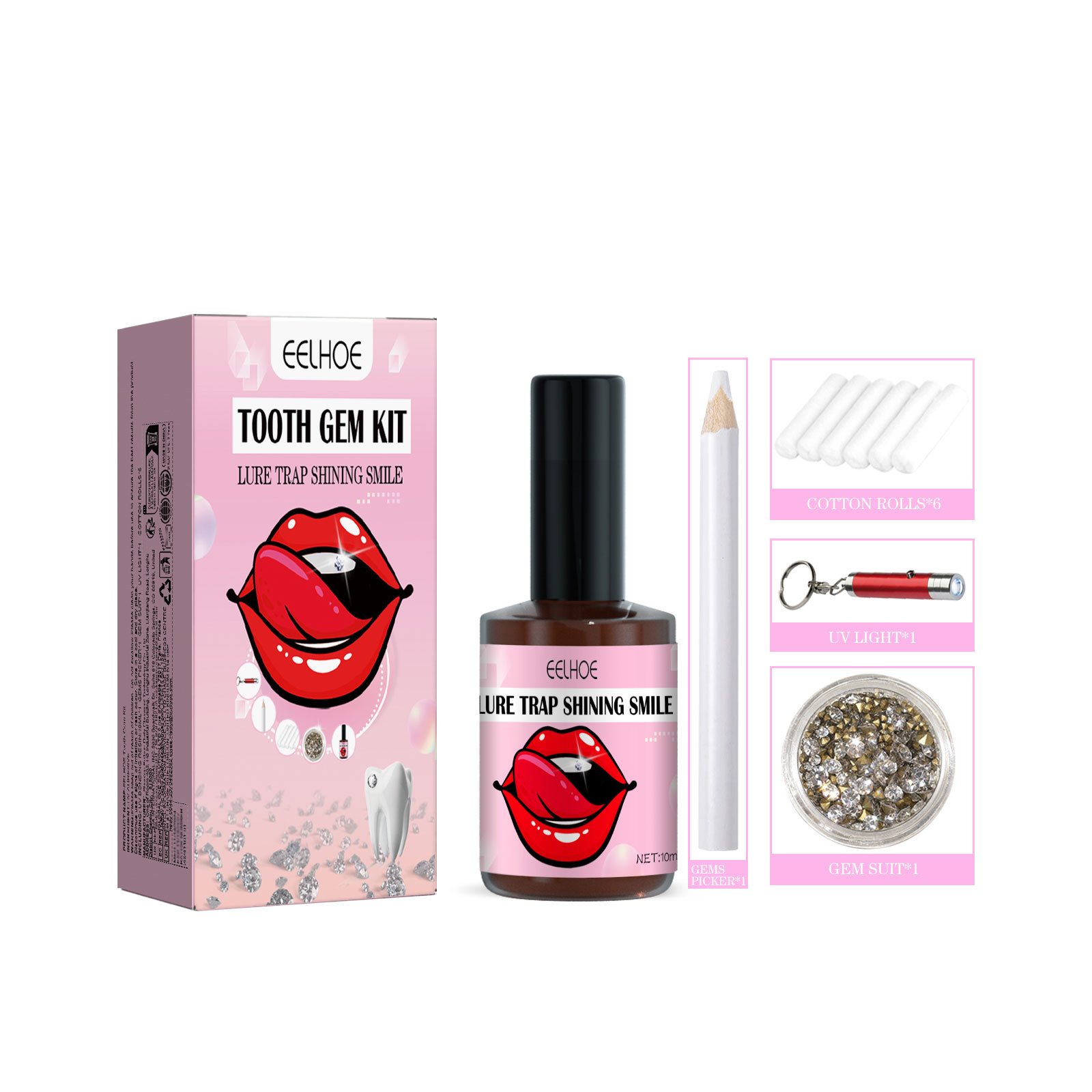 EELHOE Zahn-Edelstein-Set, weiße Zähne lassen sich leicht entfernen und einsetzen, schönes und robustes Edelstein-Set._voghion.com