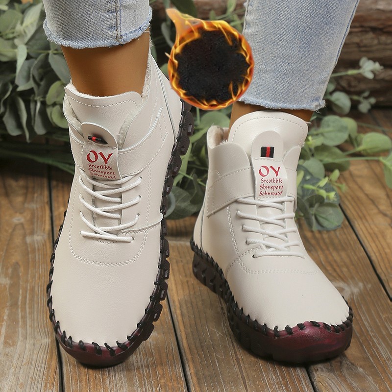 SHLIANG Women Boots Winter Ankle Boots Hand Sewing Thread Mom Cotton Shoes for Women New Waterproof Short Snow Boot Botas Mujer Y0070