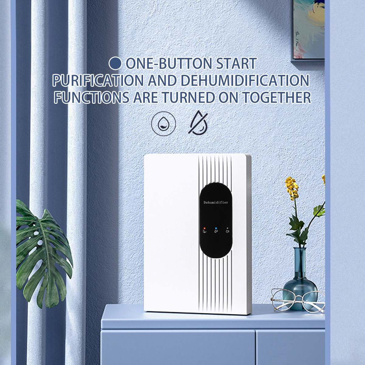 Deumidificatore da 2,5 l, essiccatore d'aria, purificatore, telecomando, schermo LED muto, deumidificatore da 42 W per la casa_voghion.com