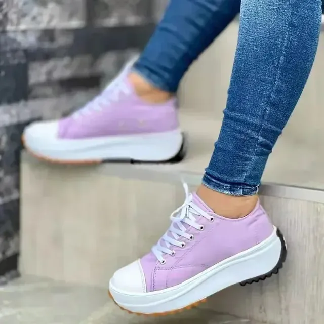 Spring New Low-cut Single Shoes For Women, Thick-soled Canvas Shoes, Available Now, Platform Soles, Large Sizes For Women, Sizes 35-43_voghion.com