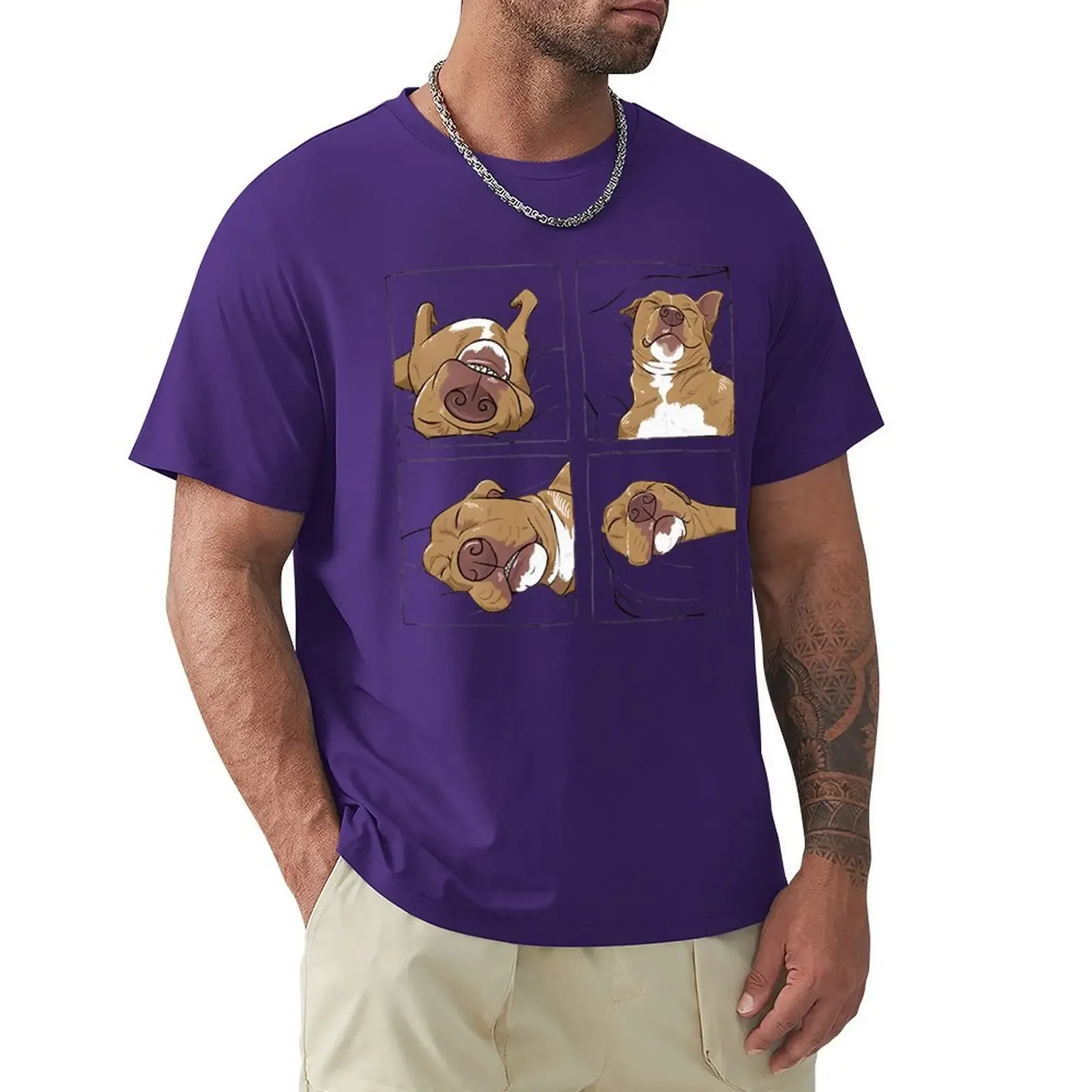 Meeste T-särgid Naljakas Pitbull Lazy koeraarmastuseks Unisex Graafiline Puuvillane Tänavariietus Lühikeste varrukatega Sünnipäevakingitused Vintage_voghion.com