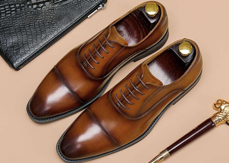 Herren Oxford Herrenkopf Rindsleder Dreiteilige Echtlederschuhe, Hochzeitsschuhe im englischen Stil_voghion.com