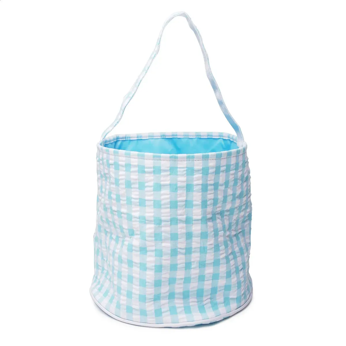 Personalized Baskets Custom Embroidered Name Basket Seersucker Monogram Easter Tote Candy Bag 240822_voghion.com